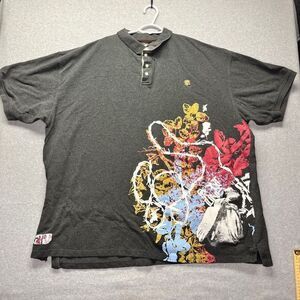 Y2k Rocawear  Men’s 5X Graphics Polo Shirt Short Sleeve 100% Cotton Charcoal